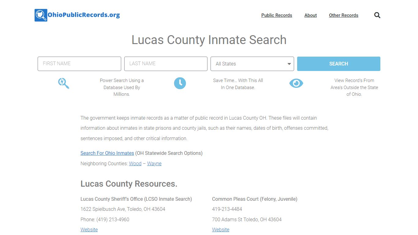 Lucas County Inmate Search - LCSO Current & Past Jail Records